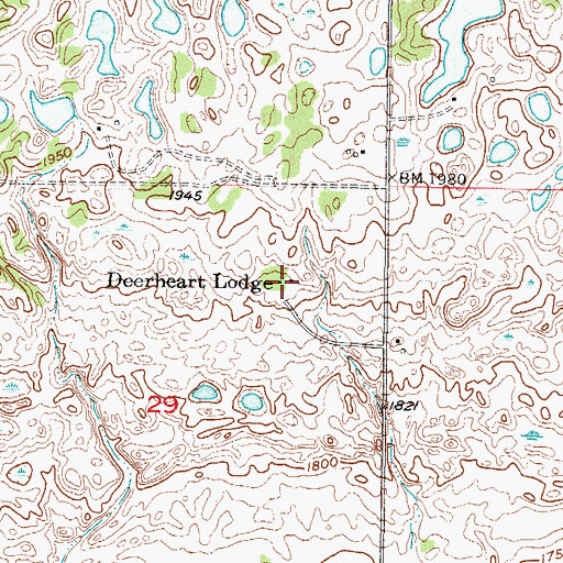 Topographic Map of Deerheart Lodge, ND