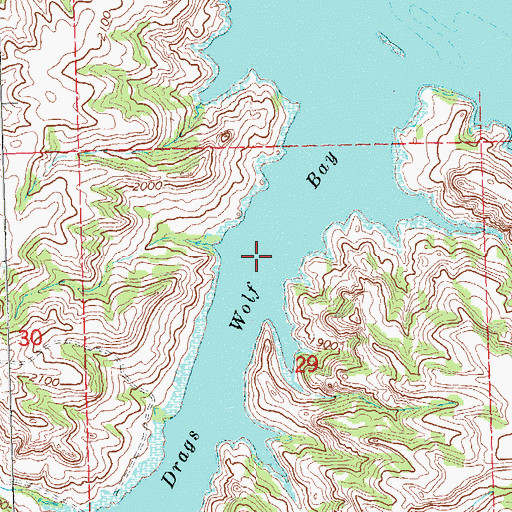 Topographic Map of Drags Wolf Bay, ND