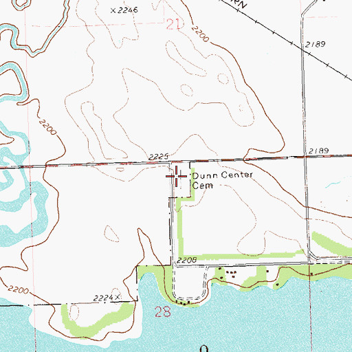 Topographic Map of Dunn Center Cemetery, ND