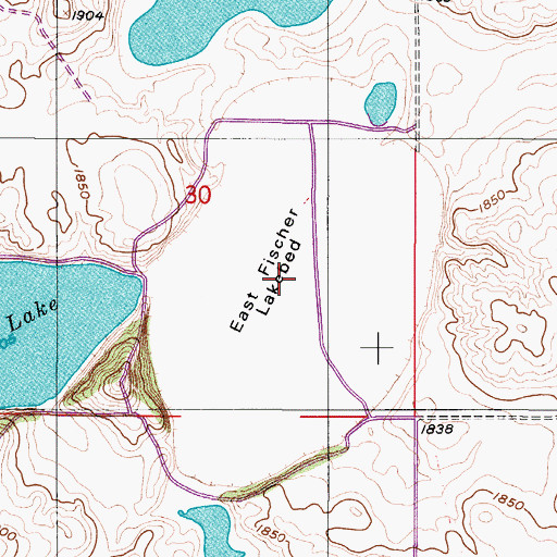 Topographic Map of East Fischer Lake, ND