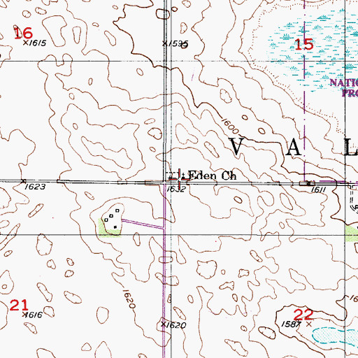 Topographic Map of Eden Church, ND