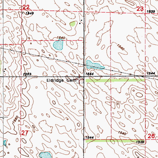 Topographic Map of Eldridge Cemetery, ND