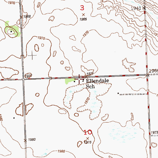 Topographic Map of Ellendale School, ND