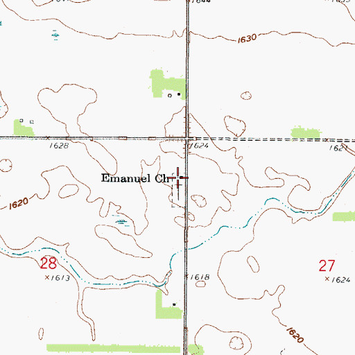Topographic Map of Emanuel Church, ND