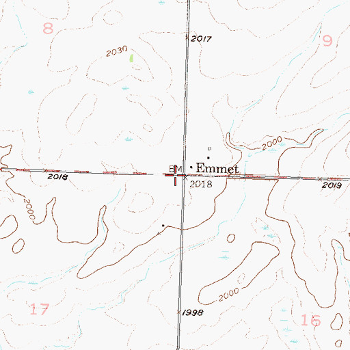 Topographic Map of Emmet, ND