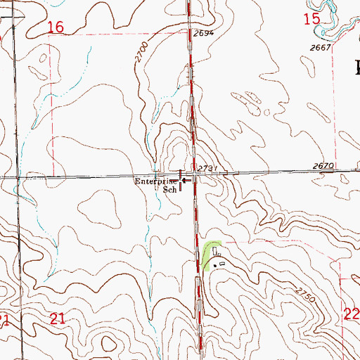 Topographic Map of Enterprise School, ND