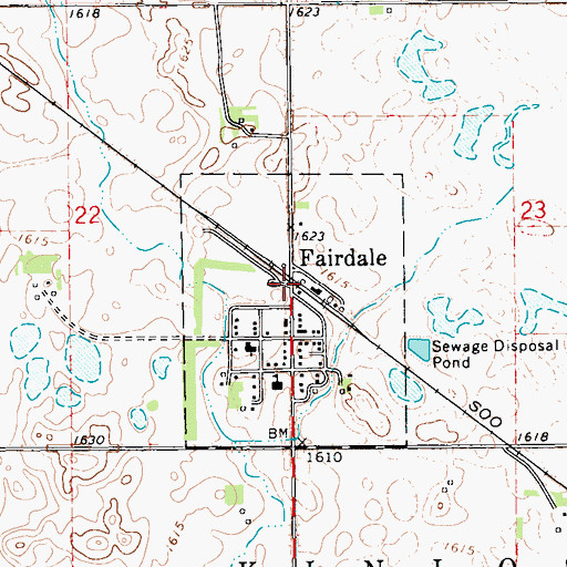 Topographic Map of Fairdale, ND