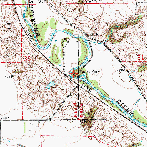 Topographic Map of Faust Park, ND