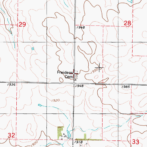 Topographic Map of Freidens Cemetery, ND