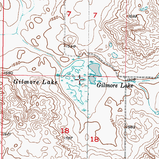 Topographic Map of Gilmore Lake, ND