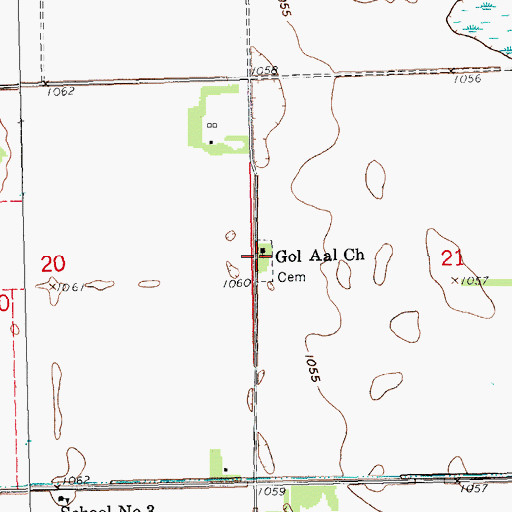 Topographic Map of Gol Aal Church, ND