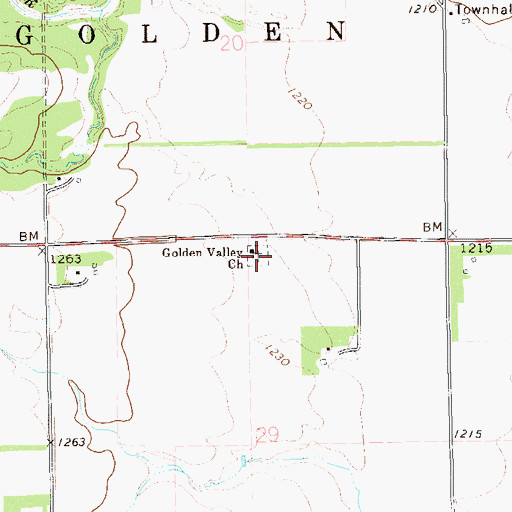 Topographic Map of Golden Valley Church, ND
