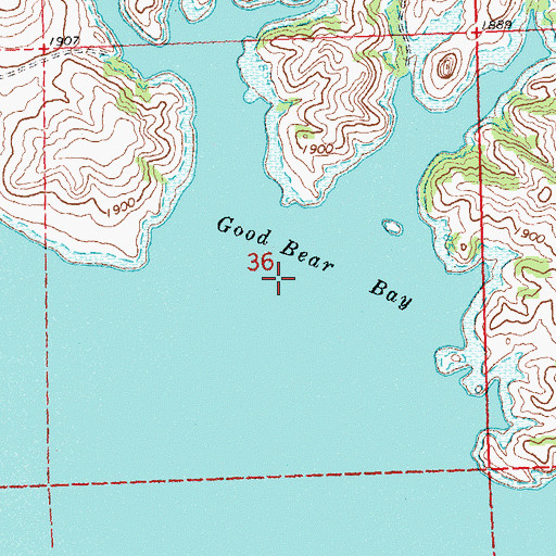 Topographic Map of Good Bear Bay, ND