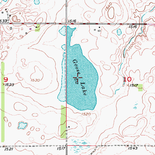Topographic Map of Goose Lake, ND