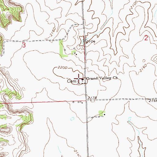 Topographic Map of Grand Valley Church, ND