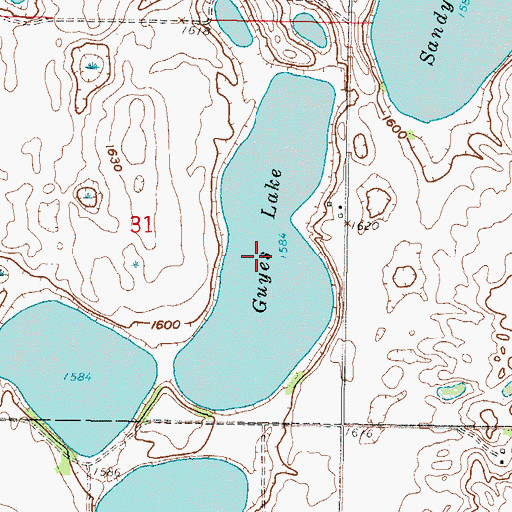 Topographic Map of Guyes Lake, ND