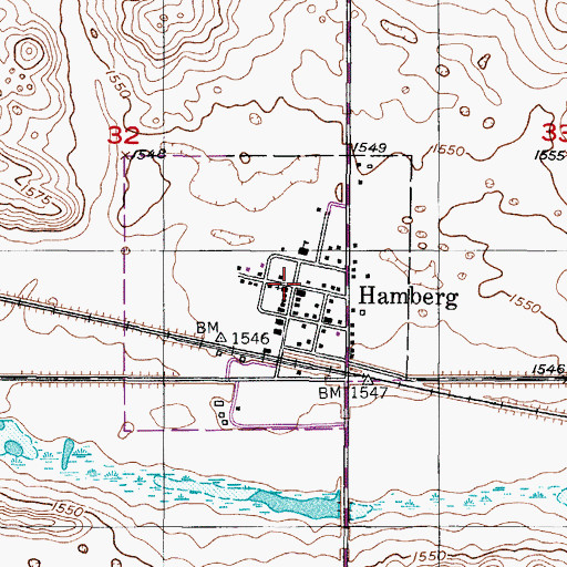 Topographic Map of Hamberg, ND