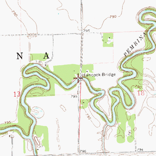 Topographic Map of Hancock Bridge, ND