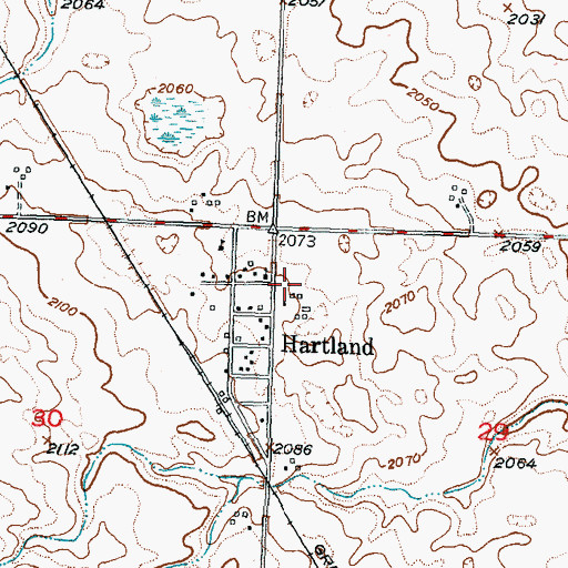 Topographic Map of Hartland, ND