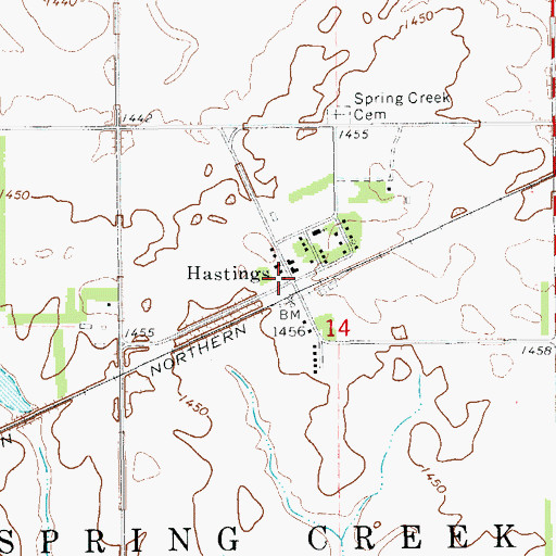 Topographic Map of Hastings, ND