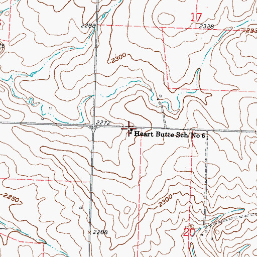 Topographic Map of Heart Butte School Number 6, ND
