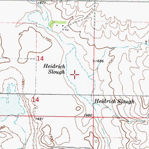 Topographic Map of Heidrich Slough, ND