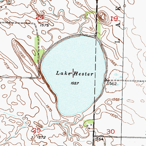 Topographic Map of Lake Hester, ND