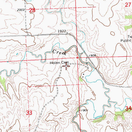 Topographic Map of Holen Cemetery, ND