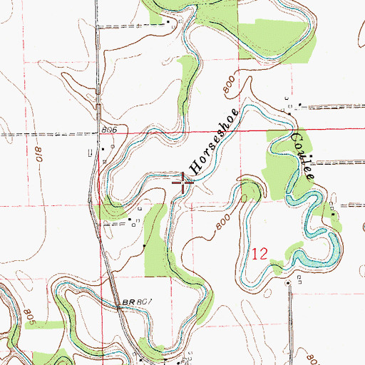 Topographic Map of Horseshoe Coulee, ND