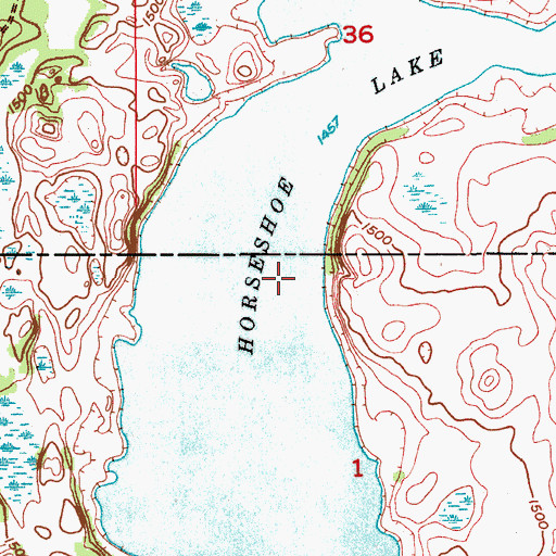 Topographic Map of Horseshoe Lake, ND