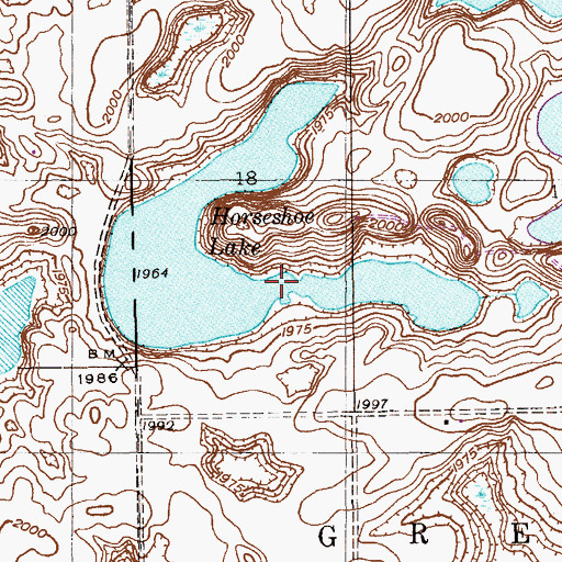 Topographic Map of Horseshoe Lake, ND