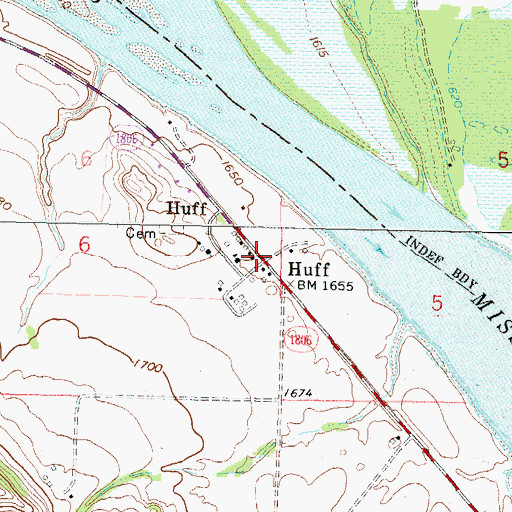 Topographic Map of Huff, ND