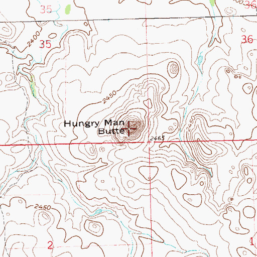 Topographic Map of Hungry Man Butte, ND
