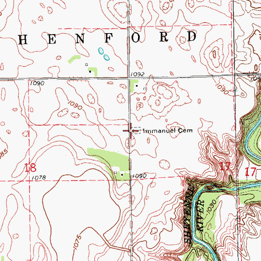 Topographic Map of Immanuel Cemetery, ND