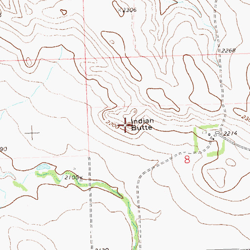Topographic Map of Indian Butte, ND