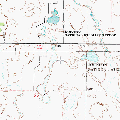 Topographic Map of Johnson National Wildlife Refuge, ND