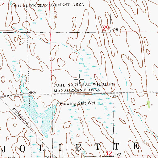 Topographic Map of Juhl National Wildlife Management Area, ND