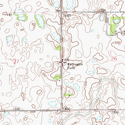 Topographic Map of Kalhagen Cemetery, ND