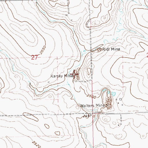Topographic Map of Karsky Mine, ND
