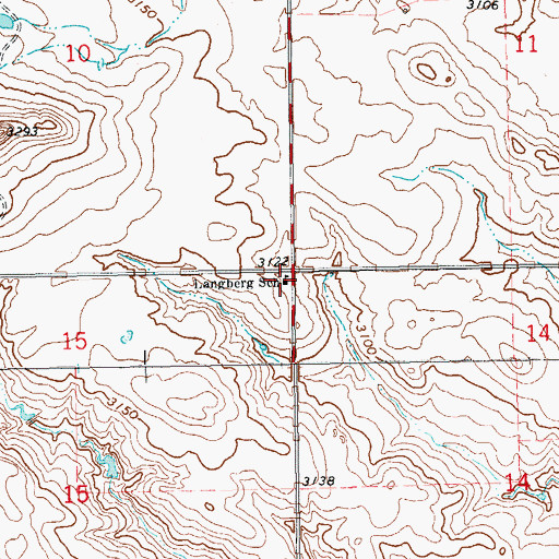 Topographic Map of Langberg School, ND
