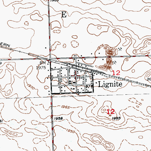 Topographic Map of Lignite, ND