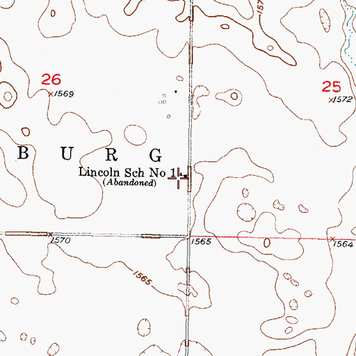 Topographic Map of Lincoln School Number 1, ND