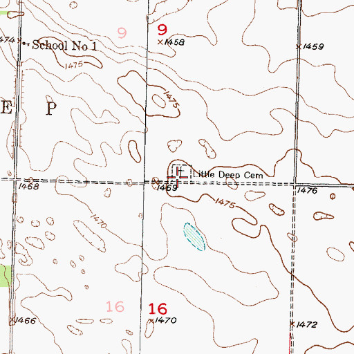 Topographic Map of Little Deep Cemetery, ND