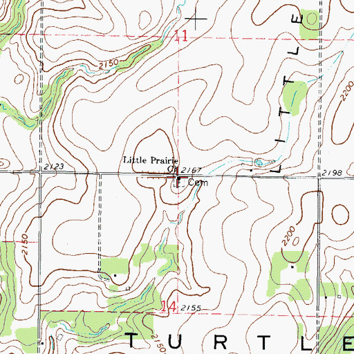 Topographic Map of Little Prairie Church, ND