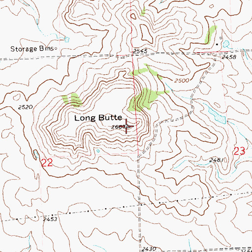 Topographic Map of Long Butte, ND