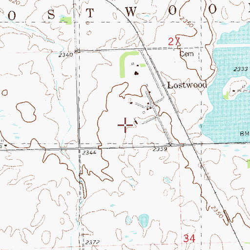 Topographic Map of Lostwood, ND