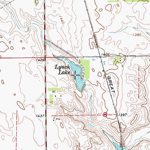 Topographic Map of Lynch Lake, ND