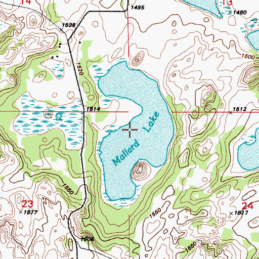 Topographic Map of Mallard Lake, ND