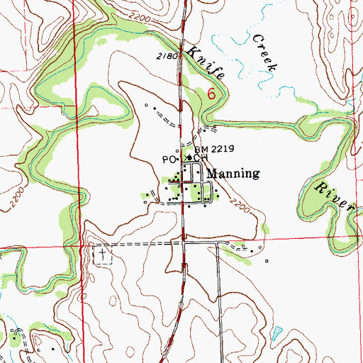 Topographic Map of Manning, ND