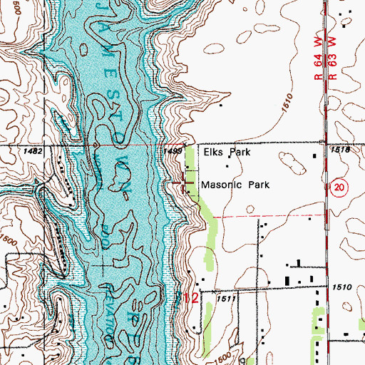 Topographic Map of Masonic Park, ND